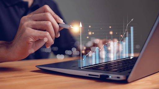Trader analyzing forex trading signals and charts.
