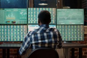 Trader tracking live forex signals and market trends.