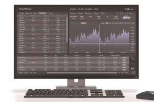 Trader managing forex risks with trading signals.